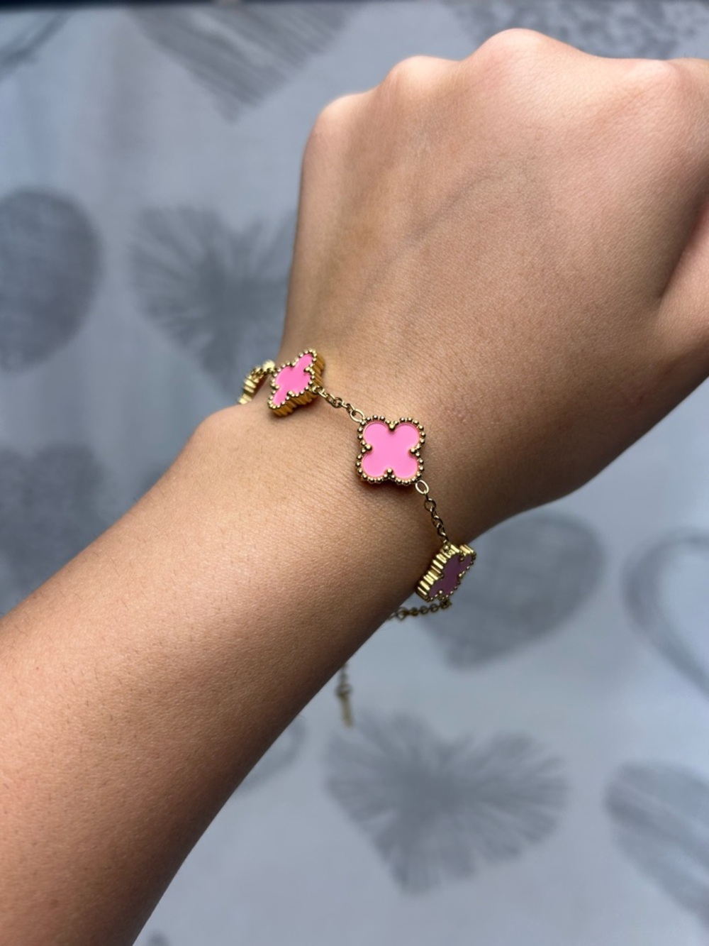 Stainless steel pink and gold bracelet